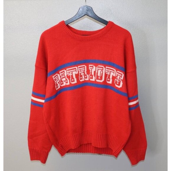 Vintage 80s Red Cliff Engle Ltd. NFL New England Patriots Pullover Sweater Sz L - Picture 1 of 7